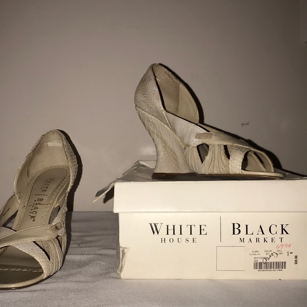 White House Black Market Cream Heels